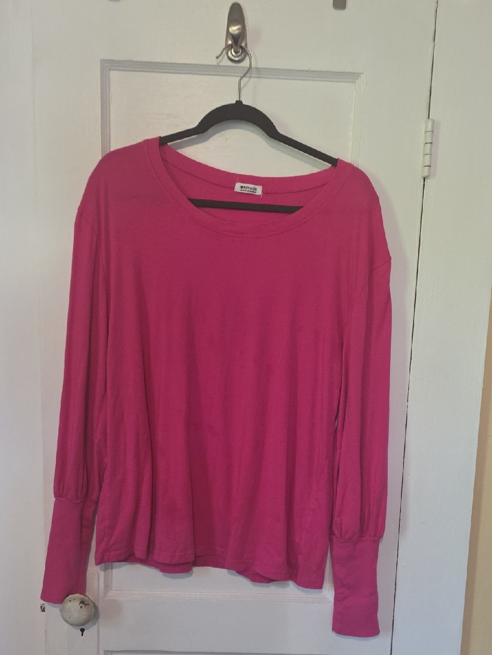 Eileen Fisher Hot Pink Long-Sleeve Scoop Neck Top